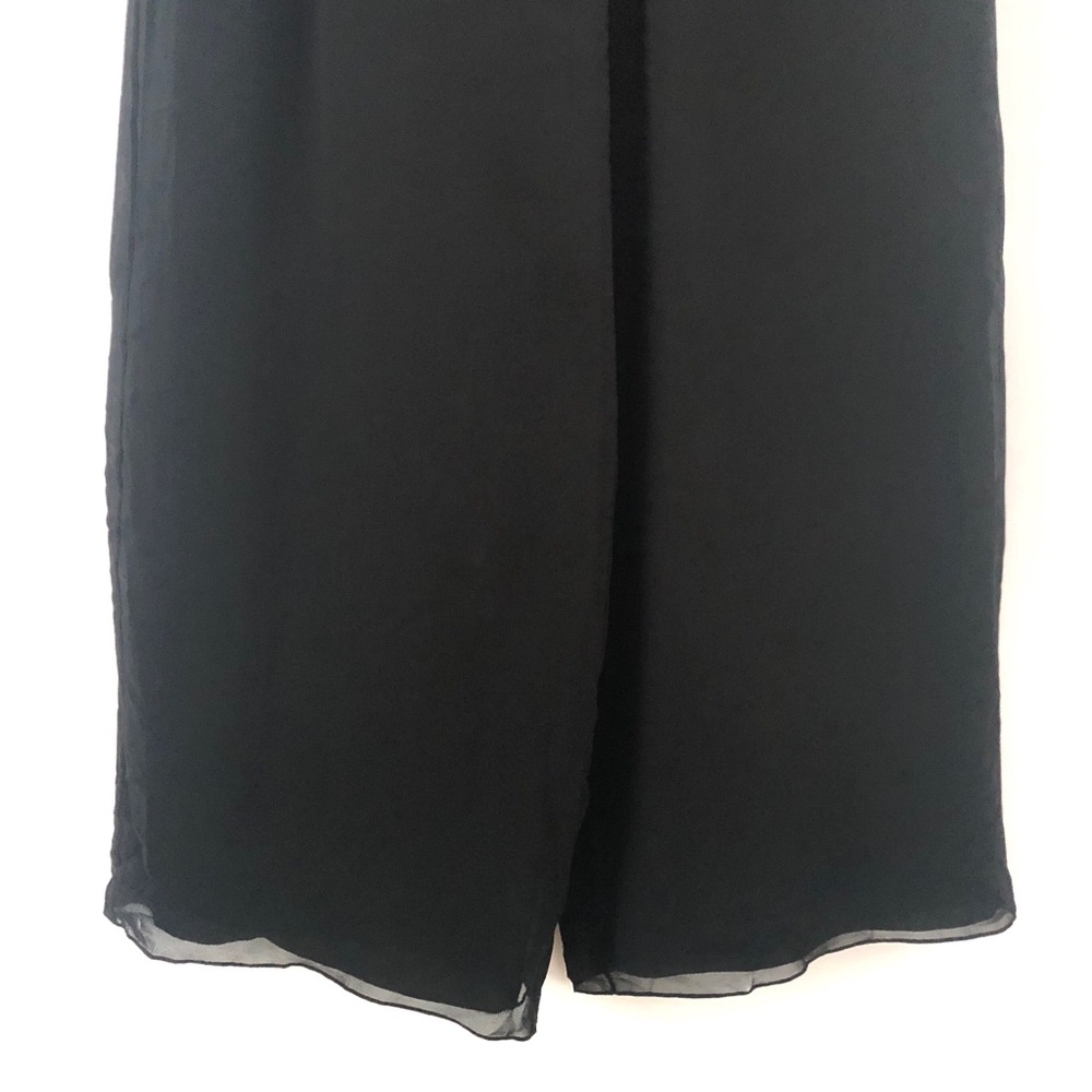 Niteline Della Roufogali Womens Silk Pants Wide Leg Side Zip Black Vintage 8P - Picture 3 of 11